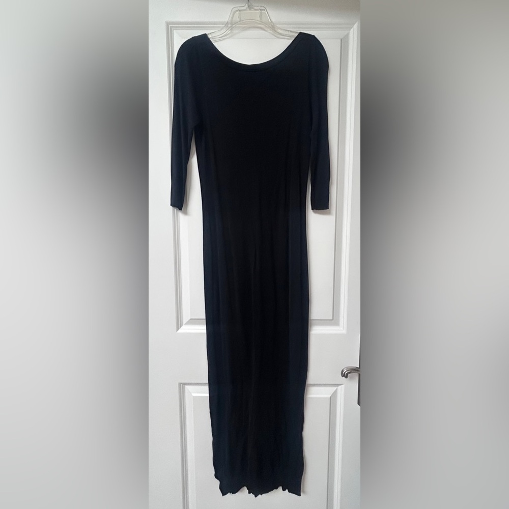Linea - Classic Black 3/4 Sleeve Maxi Dress - Sleek Everyday Style - Sz Small